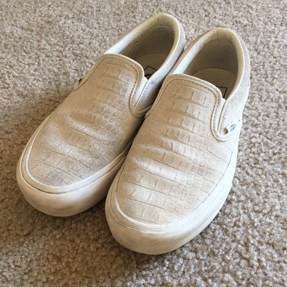 white snakeskin platform vans
